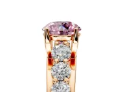 Solitaire Engagement Ring Setting for Fancy Pink Round Cut Center with Graduated Shared Prongs and Prong Head in Rose Gold