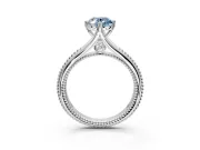 Solitaire Engagement Ring Setting for Fancy Blue Oval Center with Milgrain Cathedral Band and Prong Head in Sterling Silver
