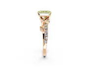 Leaf Motif Engagement Ring Setting for Fancy Yellow Radiant Cut Center with Pave Band and Prong Head in Rose Gold