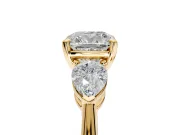 3 Stone Engagement Ring Setting for Cushion Cut Center with Large Pear-Shaped Accents and Prong Head in Yellow Gold