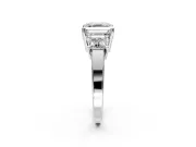 3 Stone Engagement Ring Setting for Asscher Cut Center with Matching Side Accents and Prong Head in White Gold