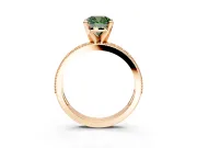 Milgrain Pave Engagement Ring Setting for Fancy Green Cushion Cut Center with Accent Band and Prong Head in Rose Gold