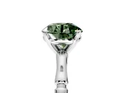Solitaire Engagement Ring Setting for Fancy Green Round Cut Center with Bamboo Band and Prong Head in Platinum