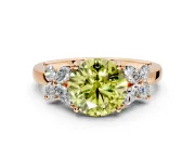 Floral Engagement Ring Setting for Fancy Yellow Round Cut Center with Marquise Cluster Shoulders and Prong Head in Rose Gold
