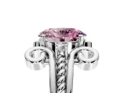 Solitaire Engagement Ring Setting for Fancy Pink Oval Center with Twisted Band and Scroll Prong Head in Platinum