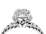 Halo Engagement Ring Setting for Cushion Cut Center with Rope Twist Split Shank and Prong Head in Sterling Silver