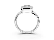Solitaire Engagement Ring Setting for Asscher Cut Center with Wide Band and Bezel Head in White Gold