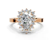 Starburst Halo Engagement Ring Setting for Pear-Shaped Center with Flat Cathedral Band and Prong Head in Rose Gold