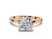 Solitaire Engagement Ring Setting for Princess Cut Center with Plain Band and Tulip Prong Head in Rose Gold