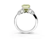 Leaf Cluster Engagement Ring Setting for Fancy Yellow Asscher Cut Center with Marquise Accents and Prong Head in Platinum