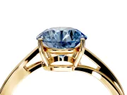 Solitaire Engagement Ring Setting for Fancy Blue Round Cut Center with Plain Bypass Twist Band and Prong Head in Yellow Gold