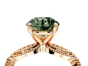 Solitaire Engagement Ring Setting for Fancy Green Round Cut Center with Marquise Panel Band and Prong Head in Rose Gold