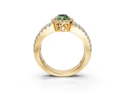 Halo Engagement Ring Setting for Fancy Green Marquise Center with Wide-Open Pave Split Shank and Prong Head in Yellow Gold