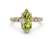 Open Basket Engagement Ring Setting for Fancy Yellow Marquise Center with Pave Band and Prong Head in Rose Gold