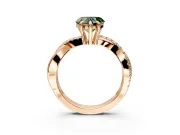 Solitaire Engagement Ring Setting for Fancy Green Heart-Shaped Center with Half-Pave Crossover Band and Prong Head in Rose Gold