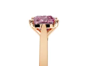 Solitaire Engagement Ring Setting for Fancy Pink Cushion Cut Center with Tapered Shoulders and Prong Head in Rose Gold