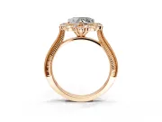 Milgrain Halo Engagement Ring Setting for Heart-Shaped Center with Bezel Point Accents and Prong Head in Rose Gold