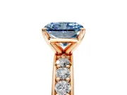 Solitaire Engagement Ring Setting for Fancy Blue Radiant Cut Center with Channel-Set Accents and Prong Head in Rose Gold