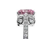 Cathedral Engagement Ring Setting for Fancy Pink Radiant Cut Center with Antique-Style Pave Band and Prong Head in Sterling Silver