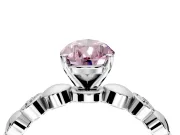 Solitaire Engagement Ring Setting for Fancy Pink Pear-Shaped Center with Beaded Bezel Station Band and Prong Head in Platinum
