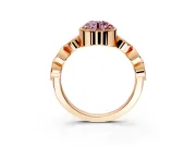 Vintage Station Engagement Ring Setting for Fancy Pink Round Cut Center with Accents and Prong Head in Rose Gold
