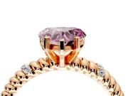 Rope Engagement Ring Setting for Fancy Pink Heart-Shaped Center with Accent Shoulders and Prong Head in Rose Gold