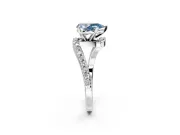 Solitaire Engagement Ring Setting for Fancy Blue Pear-Shaped Center with Pave Bypass Swirl Band and Prong Head in White Gold