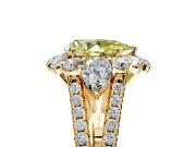 Halo Engagement Ring Setting for Fancy Yellow Pear-Shaped Center with Two-Strand Split Shank and Prong Head in Yellow Gold