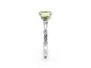 Solitaire Engagement Ring Setting for Fancy Yellow Asscher Cut Center with Bezel Station Band and Prong Head in Sterling Silver