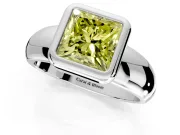 Solitaire Engagement Ring Setting for Fancy Yellow Princess Cut Center with Wide Band and Bezel Head in Platinum