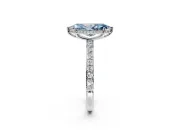 Hidden Halo Engagement Ring Setting for Fancy Blue Marquise Center with Pave Band and Prong Head in Platinum