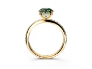 Solitaire Engagement Ring Setting for Fancy Green Round Cut Center with Fine Pave Band and Prong Head in Yellow Gold