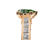 Solitaire Engagement Ring Setting for Fancy Green Pear-Shaped Center with Channel Band and Double Claw Prong Head in Rose Gold