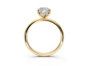 Hidden Halo Engagement Ring Setting for Cushion Cut Center with Thin Round-Wire Band and Prong Head in Yellow Gold