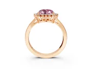 Starburst Halo Engagement Ring Setting for Fancy Pink Heart-Shaped Center with Flat Cathedral Band and Prong Head in Rose Gold