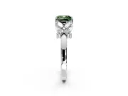 Floral Engagement Ring Setting for Fancy Green Cushion Cut Center with Marquise Cluster Shoulders and Prong Head in Platinum