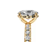 Solitaire Engagement Ring Setting for Oval Center with Shared-Prong Accents and Prong Head in Yellow Gold