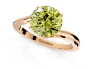 Solitaire Engagement Ring Setting for Fancy Yellow Round Cut Center with Plain Bypass Twist Band and Prong Head in Rose Gold