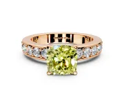 Solitaire Engagement Ring Setting for Fancy Yellow Cushion Cut Center with Channel-Set Accents and Prong Head in Rose Gold