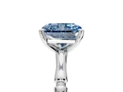 Solitaire Engagement Ring Setting for Fancy Blue Radiant Cut Center with Bamboo Band and Prong Head in Platinum