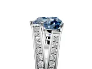Split Shank Engagement Ring Setting for Fancy Blue Heart-Shaped Center with Pave Split Shank and Prong Head in White Gold