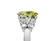 Solitaire Engagement Ring Setting for Fancy Yellow Oval Center with Marquise Flower Shoulders and Prong Head in Platinum