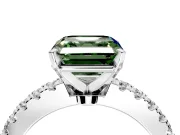 Solitaire Engagement Ring Setting for Fancy Green Asscher Cut Center with Single Row Accent Band and Prong Head in Platinum