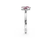 Hidden Halo Engagement Ring Setting for Fancy Pink Pear-Shaped Center with Plain Band and Tall Prong Head in Sterling Silver