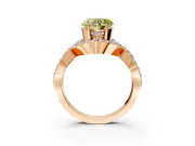 Halo Engagement Ring Setting for Fancy Yellow Heart-Shaped Center with Pave Infinity Twist Band and Prong Head in Rose Gold