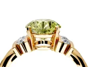 Solitaire Engagement Ring Setting for Fancy Yellow Round Cut Center with Grooved Bar Accent Band and Prong Head in Yellow Gold