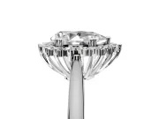 Starburst Halo Engagement Ring Setting for Pear-Shaped Center with Thin Round-Wire Band and Prong Head in White Gold