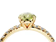 Solitaire Engagement Ring Setting for Fancy Yellow Pear-Shaped Center with Large Accents and Prong Head in Yellow Gold