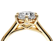 Solitaire Engagement Ring Setting for Round Cut Center with Cathedral Band and Prong Head in Yellow Gold