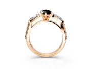 Channel-Set Engagement Ring Setting for Fancy Black Marquise Center with Baguette Band and Prong Head in Rose Gold